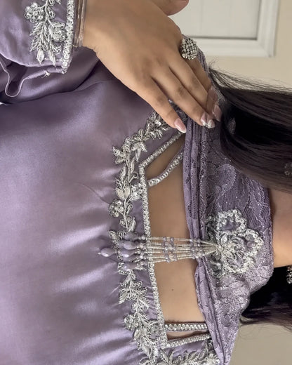 Russian Silk Party Wear – Silver Mist